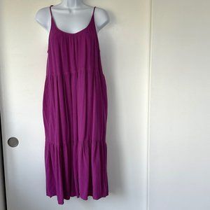 Loft Petite S Flowy Summer Beach Dress in Magenta